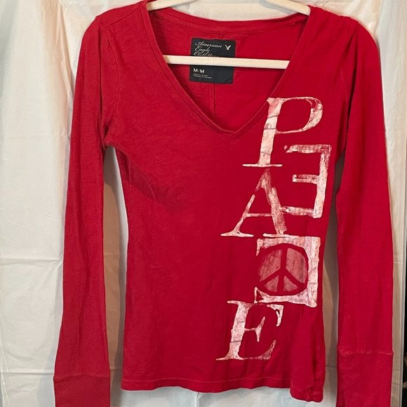 American Eagle Outfitters Y2k V-Neck Long sleeve Top - Picture 6 of 9